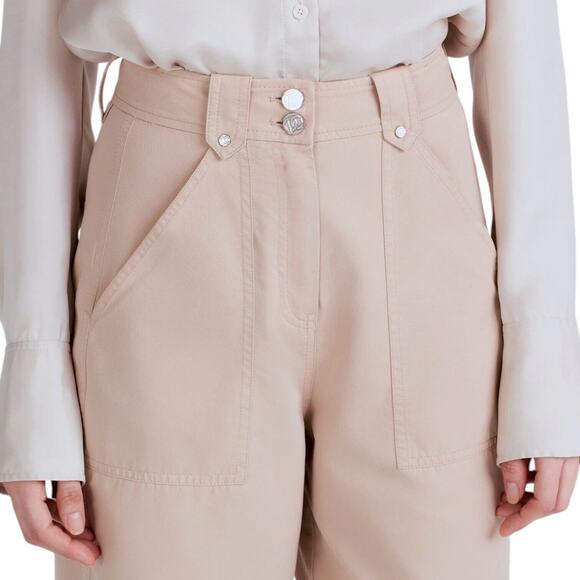 New $325 DEREK LAM 10 CROSBY Peirson Utility Ankle Barrel Pants Twill Khaki Tan - Picture 14 of 14
